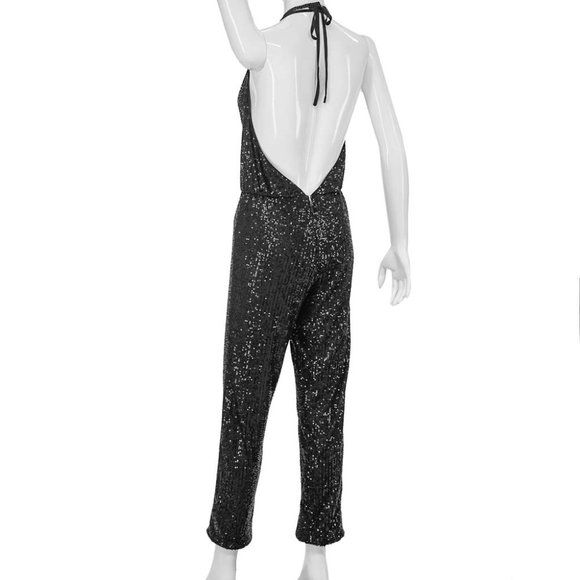 1725-FATE BLACK SEQUIN JUMPSUIT - Picture 4 of 5